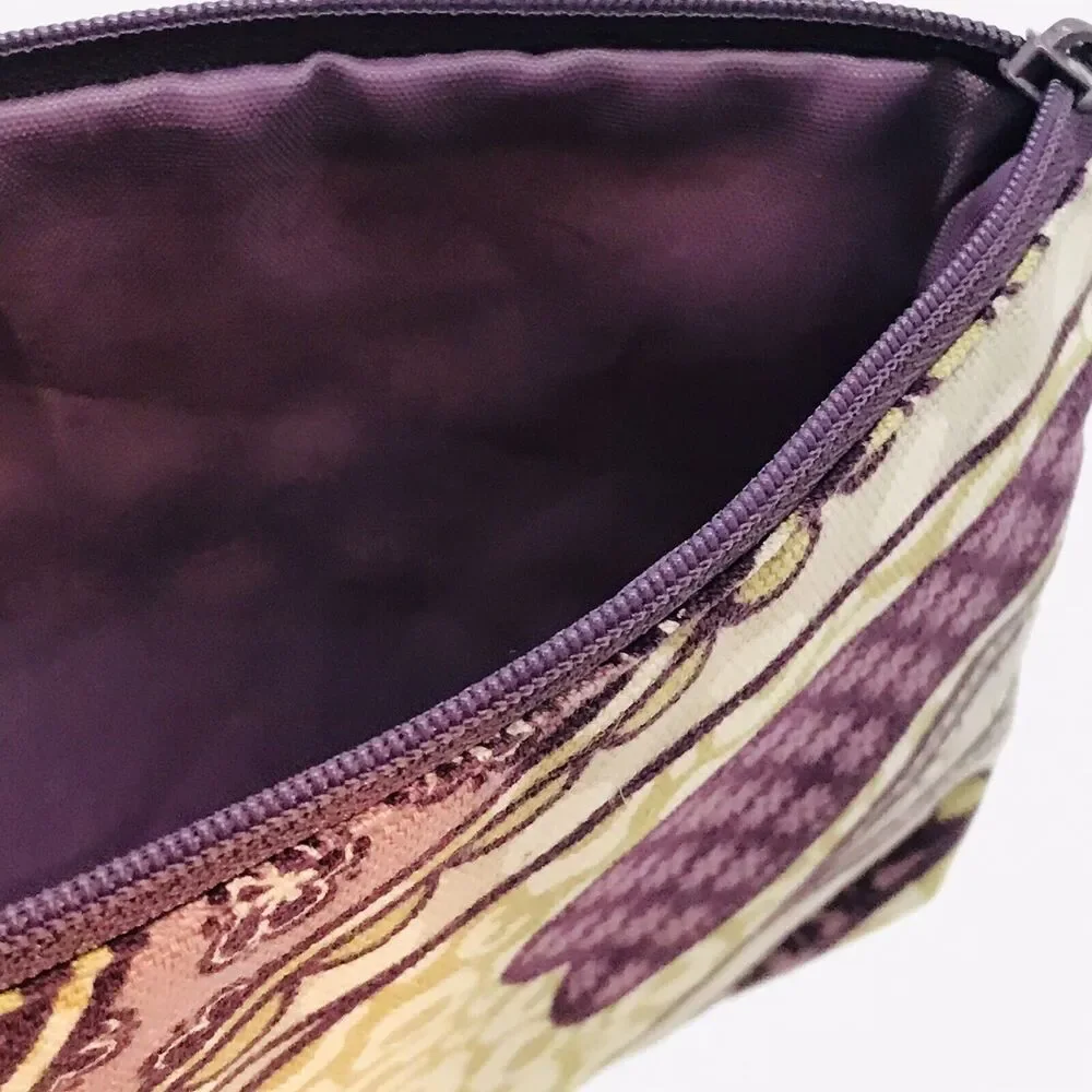 Thirty-One Timeless Beauty Mini Zipper Pouch Plum & Tan Paisley Cosmetic Case